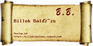 Billek Balázs névjegykártya